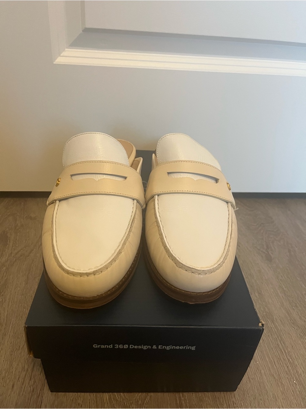 Cole Haan Women's Cream Leather Penny Loafers